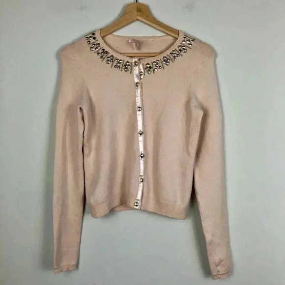 Rebecca Taylor Embellished Silk Cashmere Cardigan Sweater Small - Picture 3 of 7